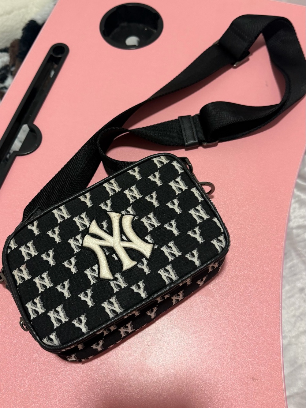 MLB Black and White NY Logo Crossbody Bag